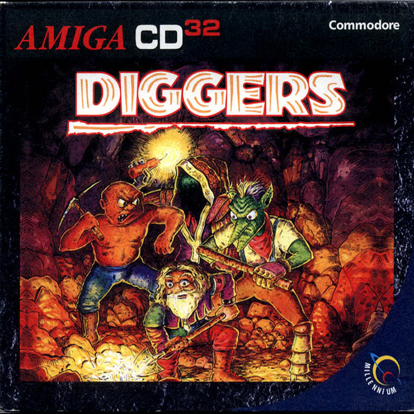 Diggers box art for Amiga CD32